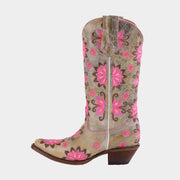 D2031 - Bota puntal de flores desierto ostra fucsia